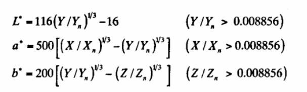 L和色品坐標(biāo)a、b的計(jì)算公式